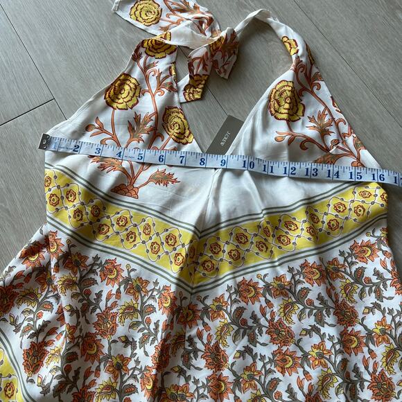 J Crew Open Back Halter Top In Sunset Rose Block Print Top Medium Yellow - Picture 6 of 11